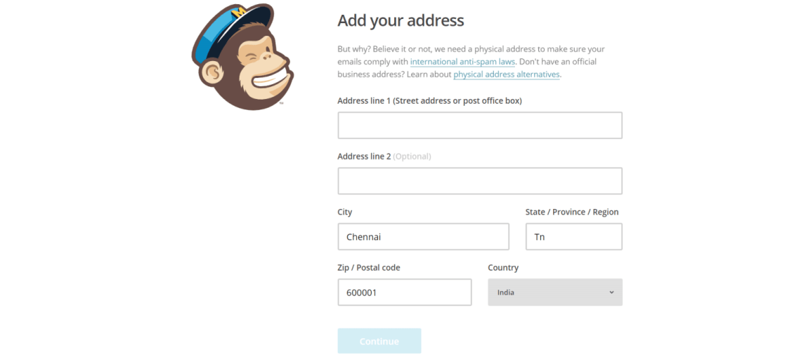 add your address mailchimp