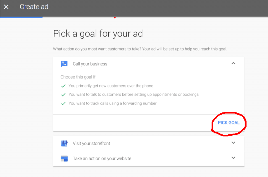 adwords express call your business goal