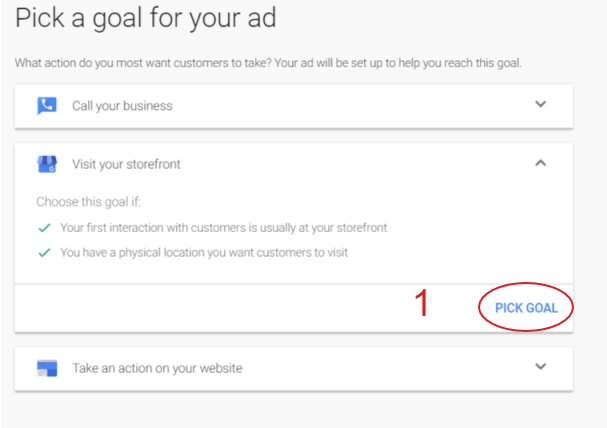 adwords express goal visit your storefront