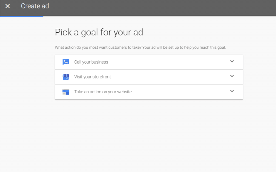 adwords express pick your goal