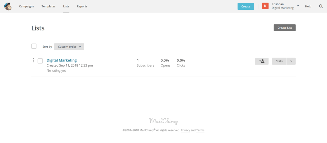 how to setup mailchimp list