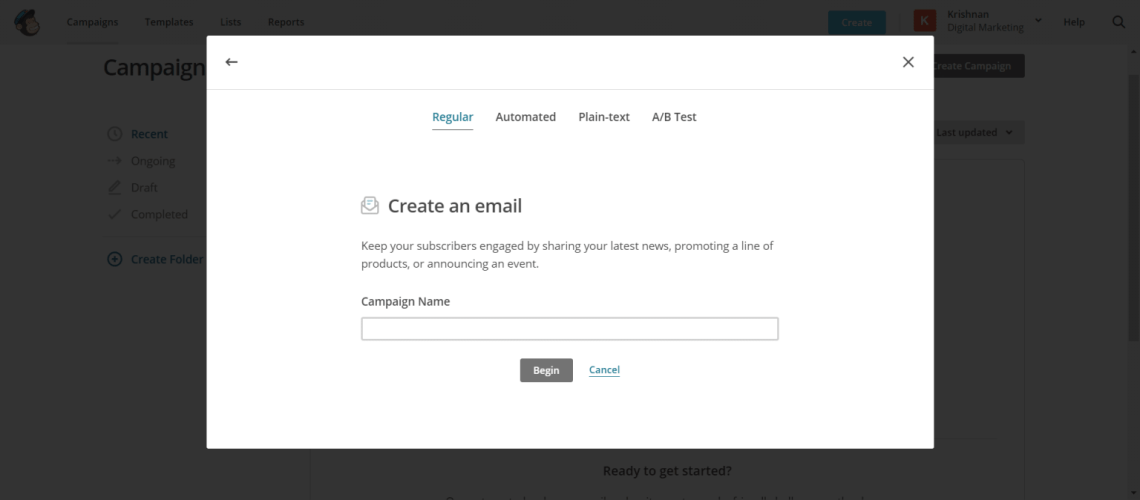mailchimp campaign type complete
