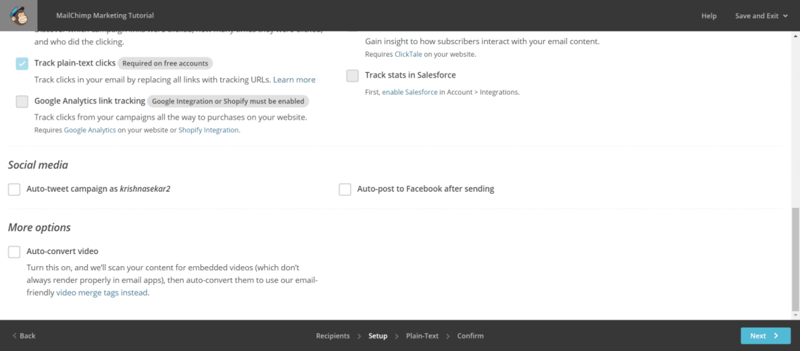 mailchimp social media feature