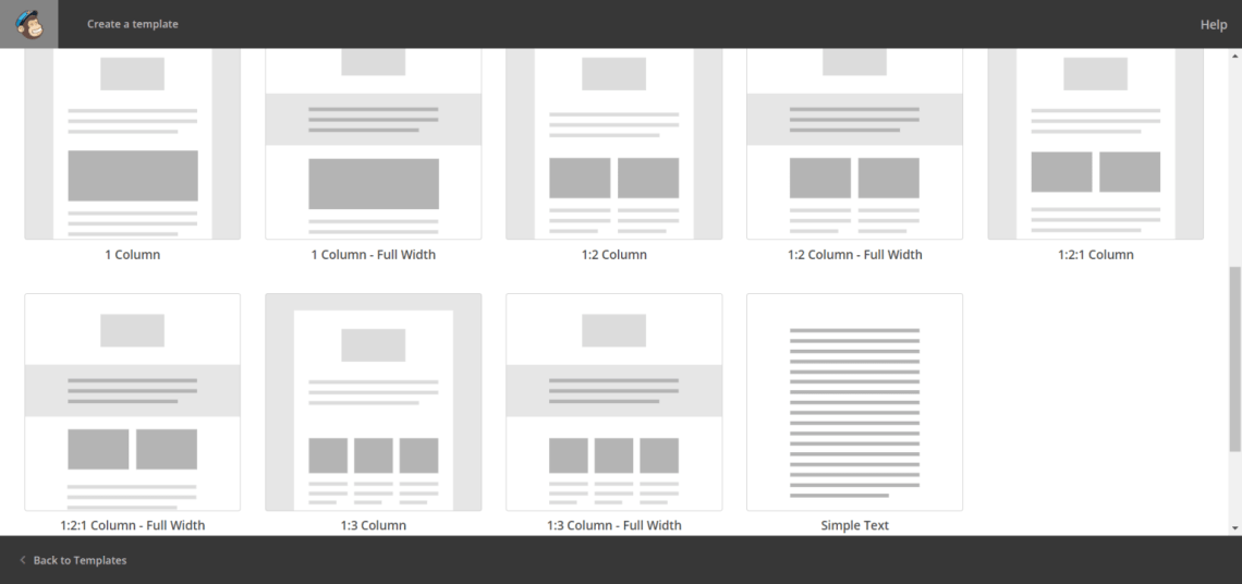 select a template complete mailchimp