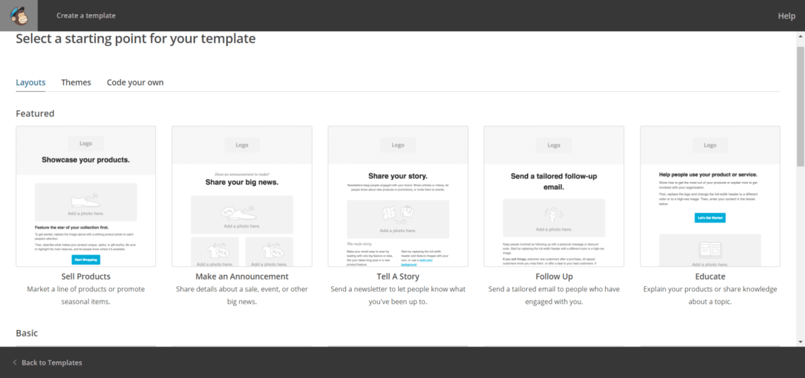 select a template mailchimp