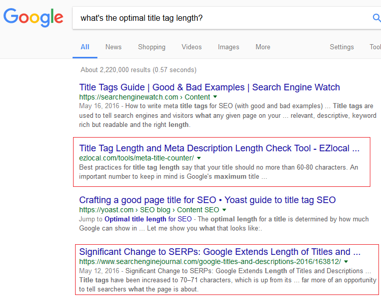 page title for onpage seo checklist